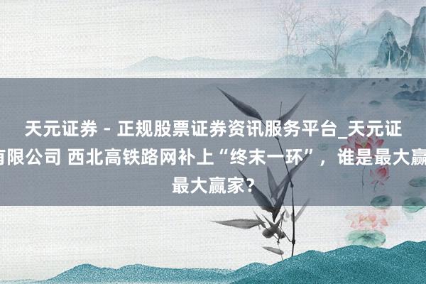 天元证券 - 正规股票证券资讯服务平台_天元证券有限公司 西北高铁路网补上“终末一环”，谁是最大赢家？