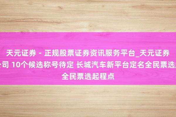 天元证券 - 正规股票证券资讯服务平台_天元证券有限公司 10个候选称号待定 长城汽车新平台定名全民票选起程点