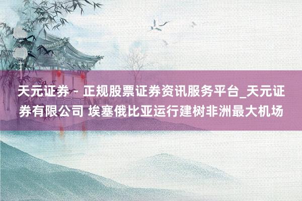 天元证券 - 正规股票证券资讯服务平台_天元证券有限公司 埃塞俄比亚运行建树非洲最大机场